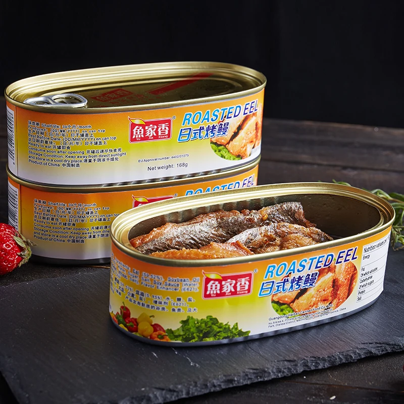 factory price high quality canned fish roasted eel fish 168g