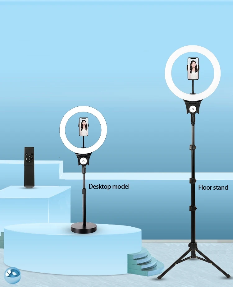 12 дюймовый телефонный корпус живой свет с напольный Трипод и держатель для мобильного телефона и дистанционное управление круг потолочный светильник для прямые трансляции макияж