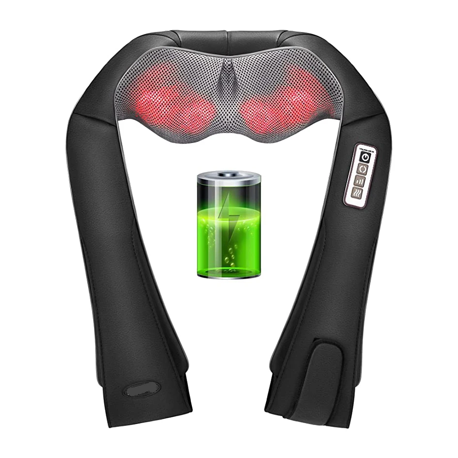 Becozy Shiatsu Neck Massage Vibrating Back Kneading Shoulder Shawl Massager Belt With Infrared Heating Roller Machine