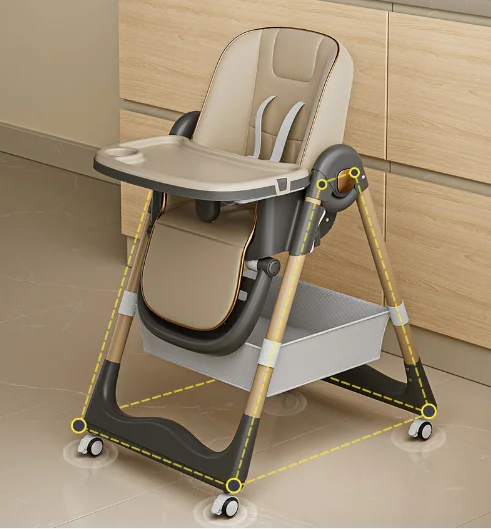 2024 Baby High Chair With Adjustable Height Foldable Strong Bearing Baby Dinning Chair with 7 Gears