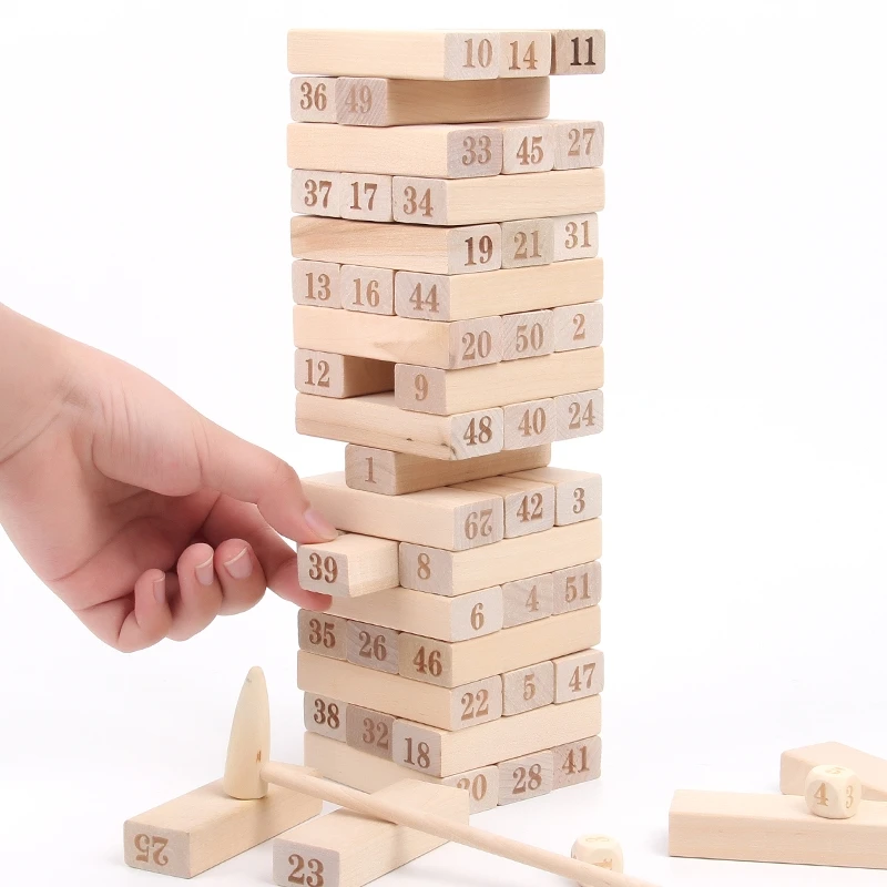 Wooden Building Block Sets Game Keep Balance Set for Kids and Adults Tumbling Tower