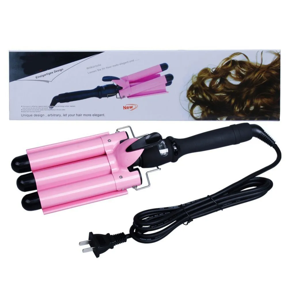 2022 High Quality 3 Barrel Deep Waver Hair Curling Iron Electric Three Barrel Hair Curl Machine Rotating Hair Curler