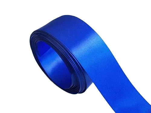 Wholesale 50mm width solid blue satin ribbon tearproof wedding party bouquet gift packaging luxury bowknot ribbon rolls