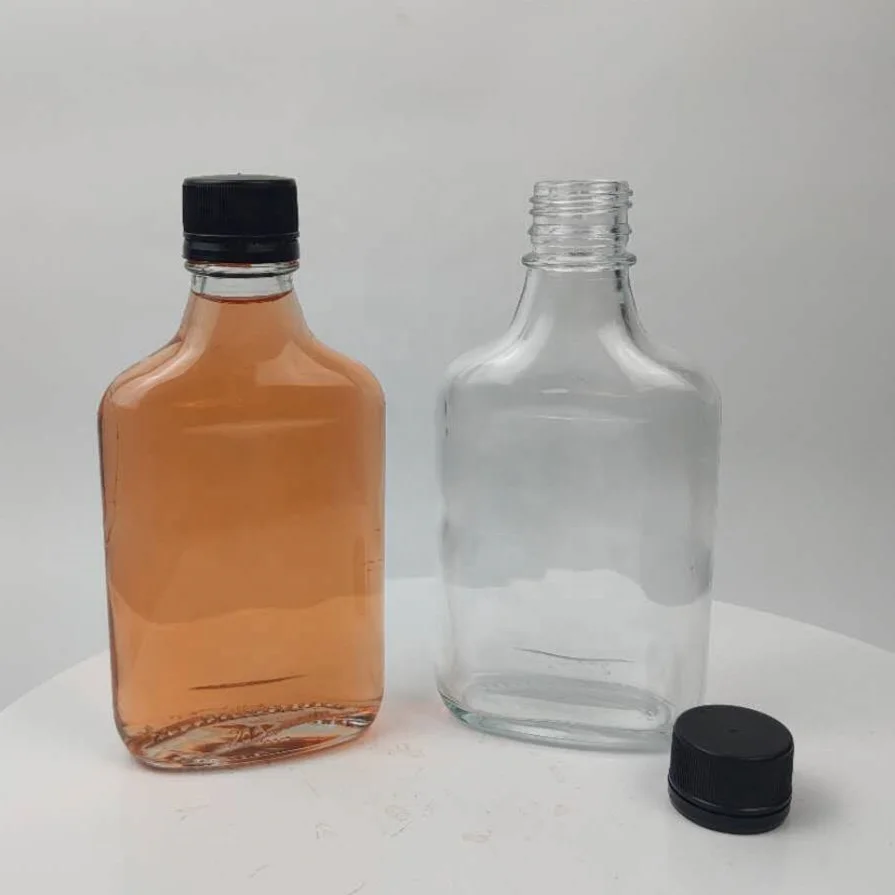 100ml 200ml Glass Flask Bottle with Plastic Tamper Evident Lid for  Chilli Hot Sauce
