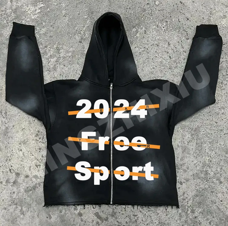 Manufacturer Distressed Tapestry Hoodie Custom Puff Print Y2K 400 Gsm Hoodie Streetwear Cropped Zip Up Hoodie