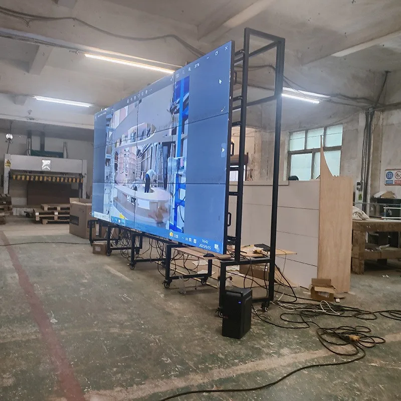 Design and development of store video playback display rack customized large and movable LCD LED splicing screen bracket