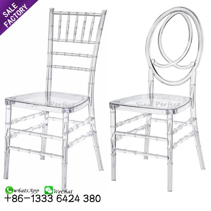Stock resin crystal clear acrylic outdoor wedding chiavari phoenix chivari chairs