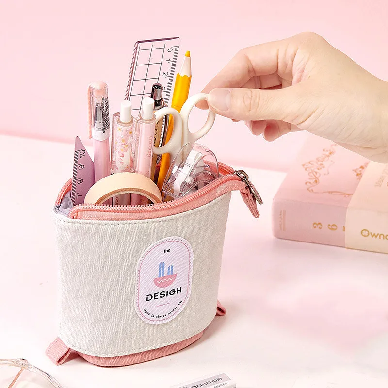 Stand up Pencil Holder Telescopic Pencil Case Transformer Pen Box,Fruit Telescopic Pencil Pouch Bag