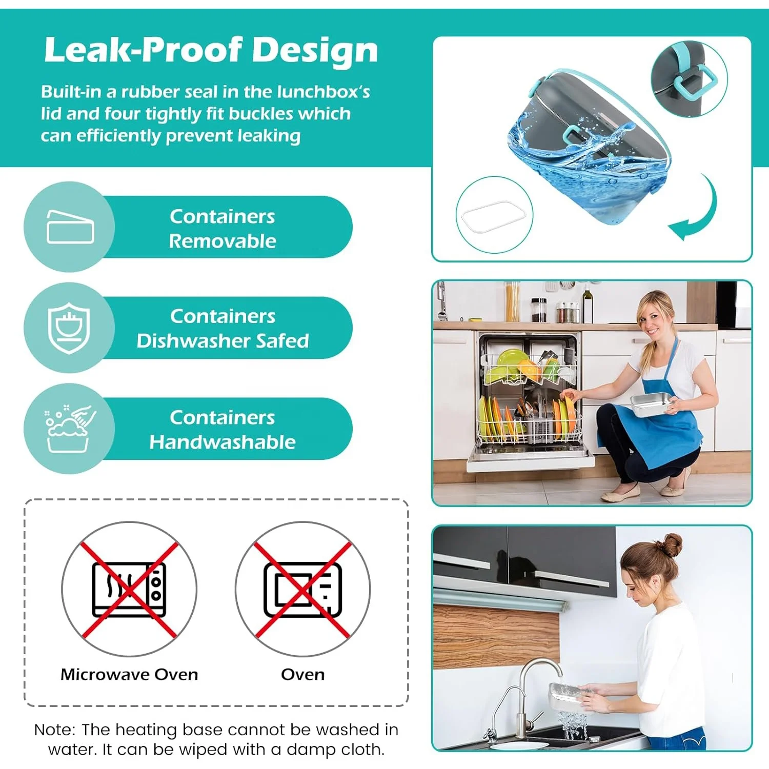 Multi-purpose 304 stainless steel food heater portable electric lunch box food warmer for travel home office car