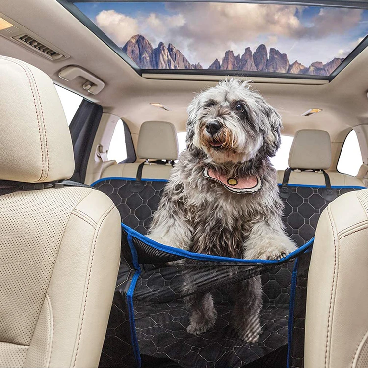 Waterproof Nonslip Pet Seat Cover for Back Seat with Storage Pockets Mesh Visual Window