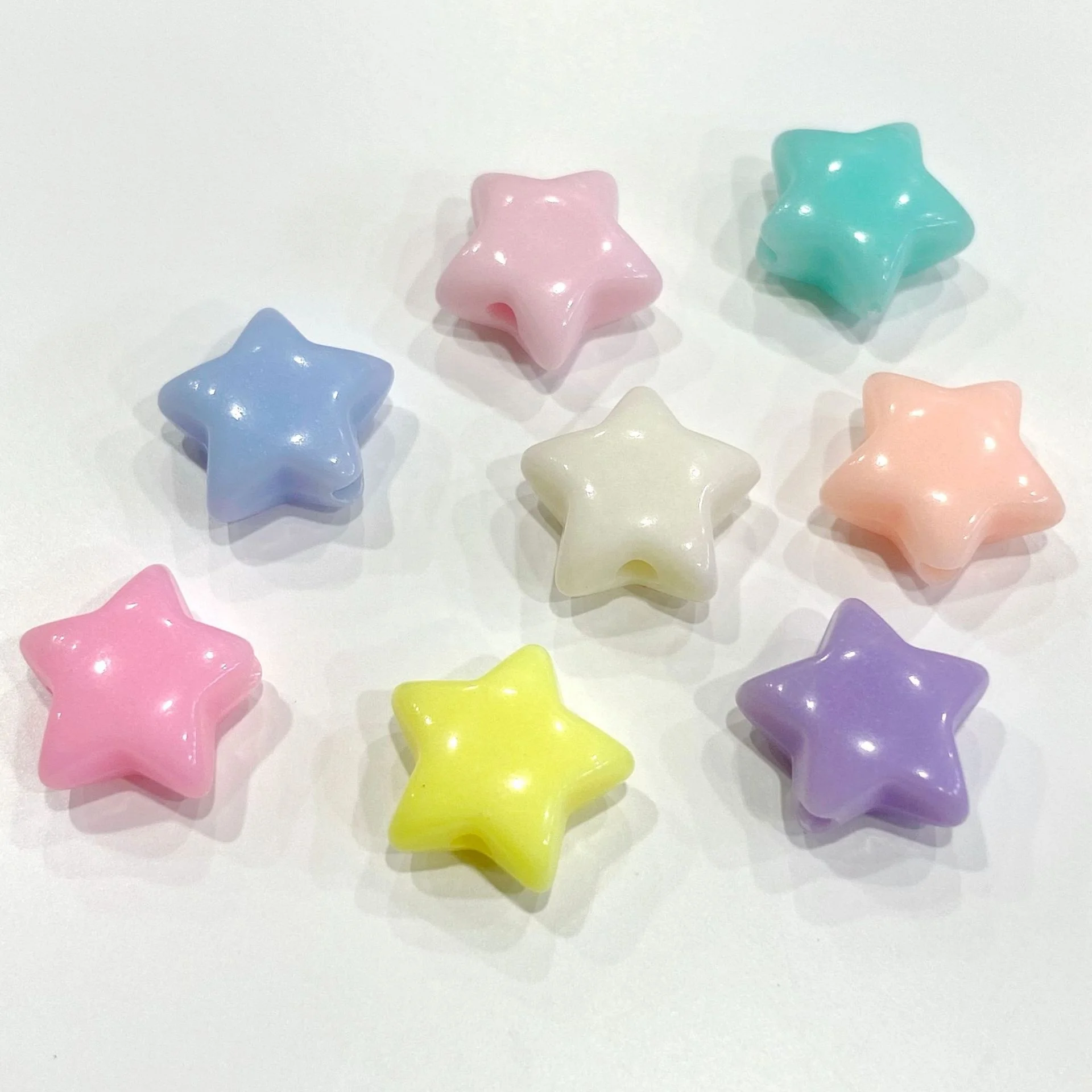 Wholesale Acrylic Plastic Candy Color Pony Beads Star Shaped Beads for Bracelets DIY Jewelry Making Accessories