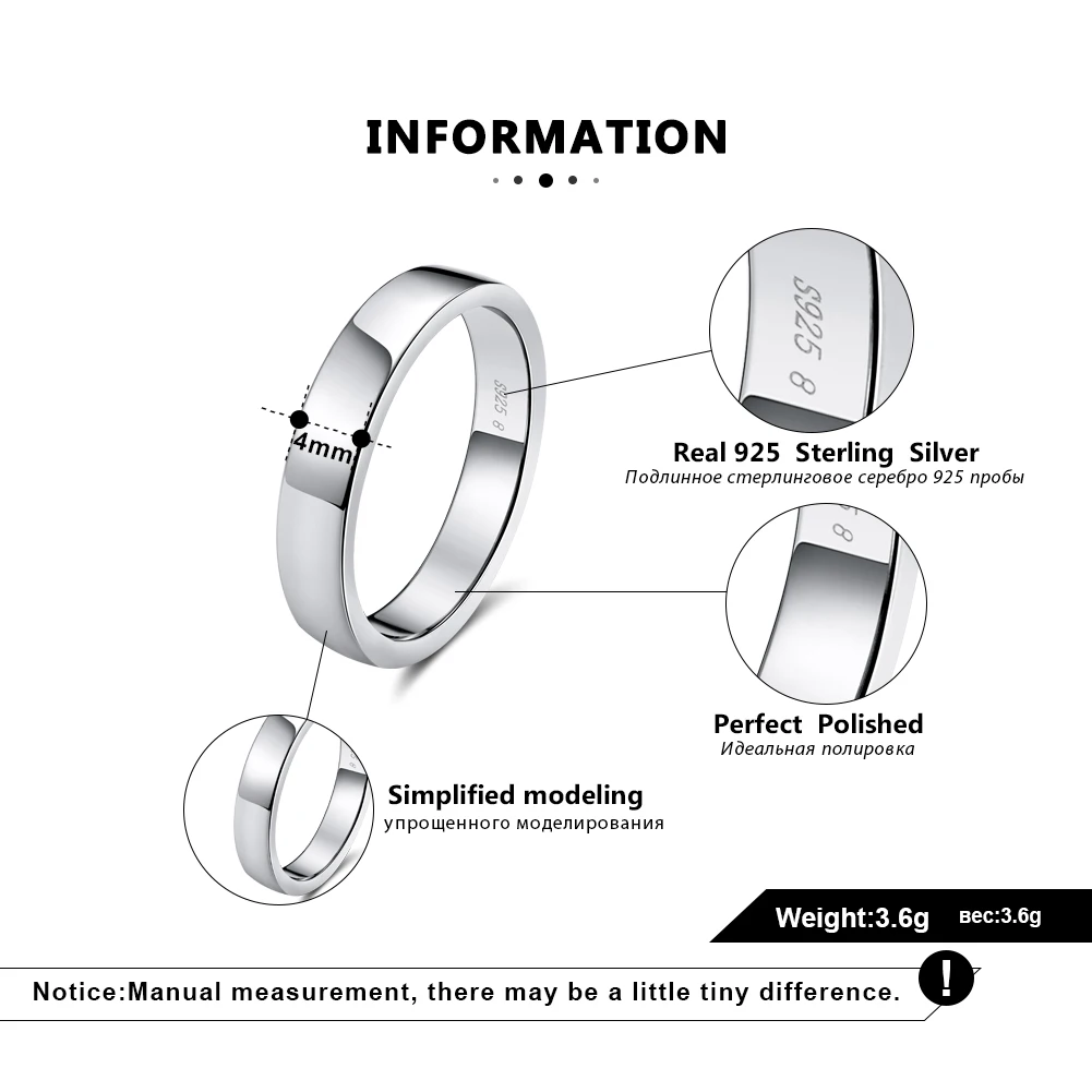 RINNTIN SR74 Classic Jewelry Wholesale 925 Sterling Silver Women Wedding Band Ring