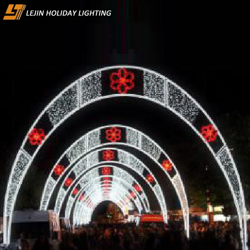Design customized led 3D cherry blossom tunnel motif lights for outdoor street decoration