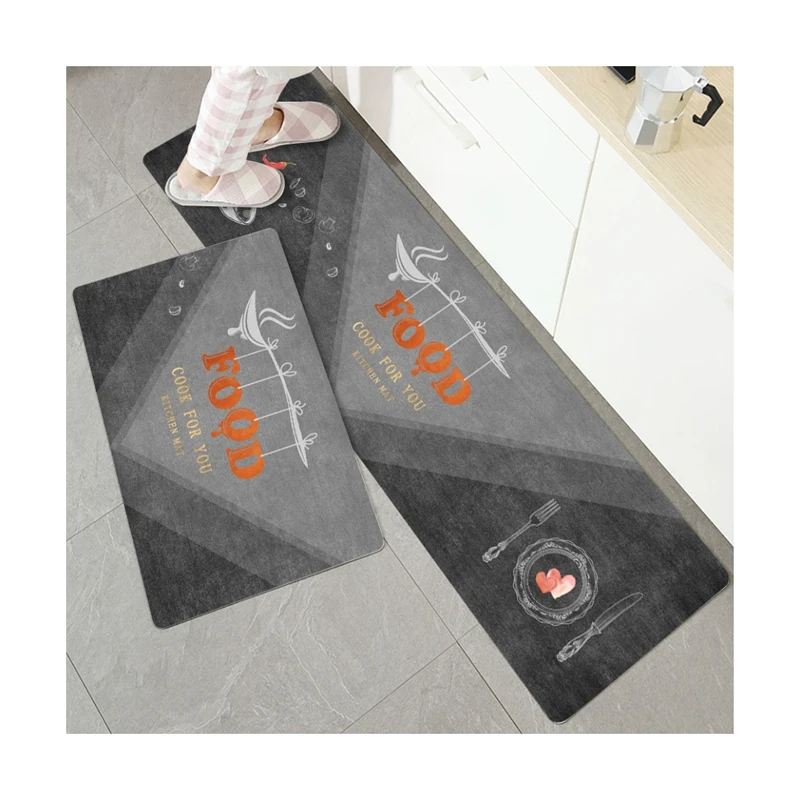 2 Pieces Cushioned Kitchen Floor Mats Set Comfort Heavy Duty Standing Mats Waterproof Non Slip Kitchen Rugs and Runner Sets Mat