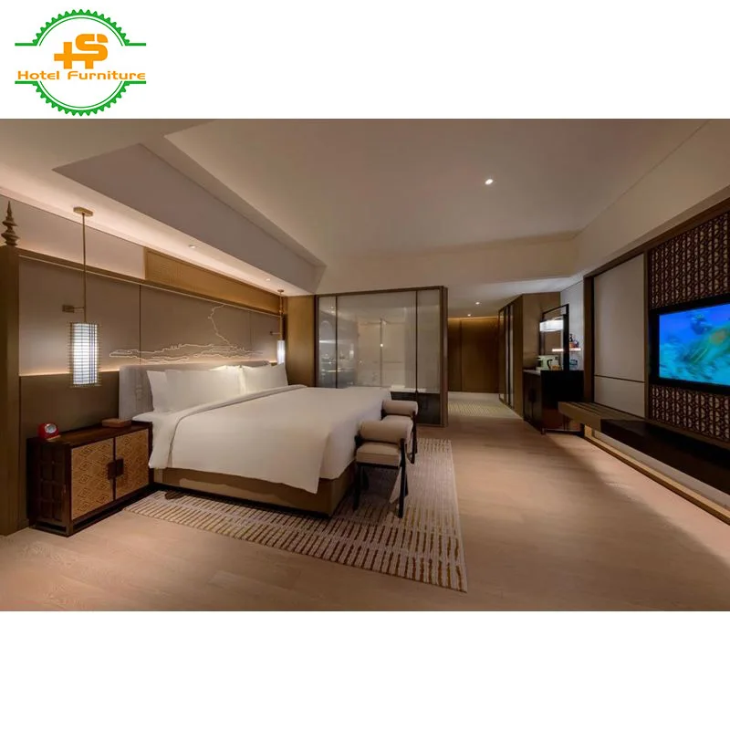 HS-N218 Factory directly sale 5 star  custom made modern style design laminate plywood hotel room furniture set