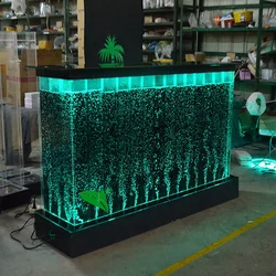modern wheels mobile multi color led water bubble wall acrylic service reception table bar counter