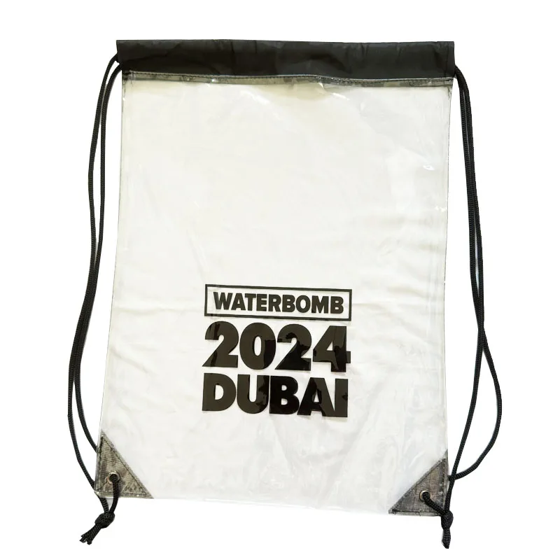 Transparent Cinch Cord Bags Stadium Sports Gym Pvc Swimming Backpack Waterproof Beach Clear Pvc Drawstring Bag