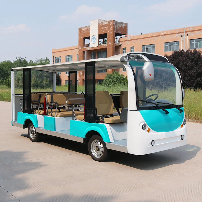 Haike High Quality Battery Operated Sightseeing Bus 14 Seats Electric Mini Shuttle Bus