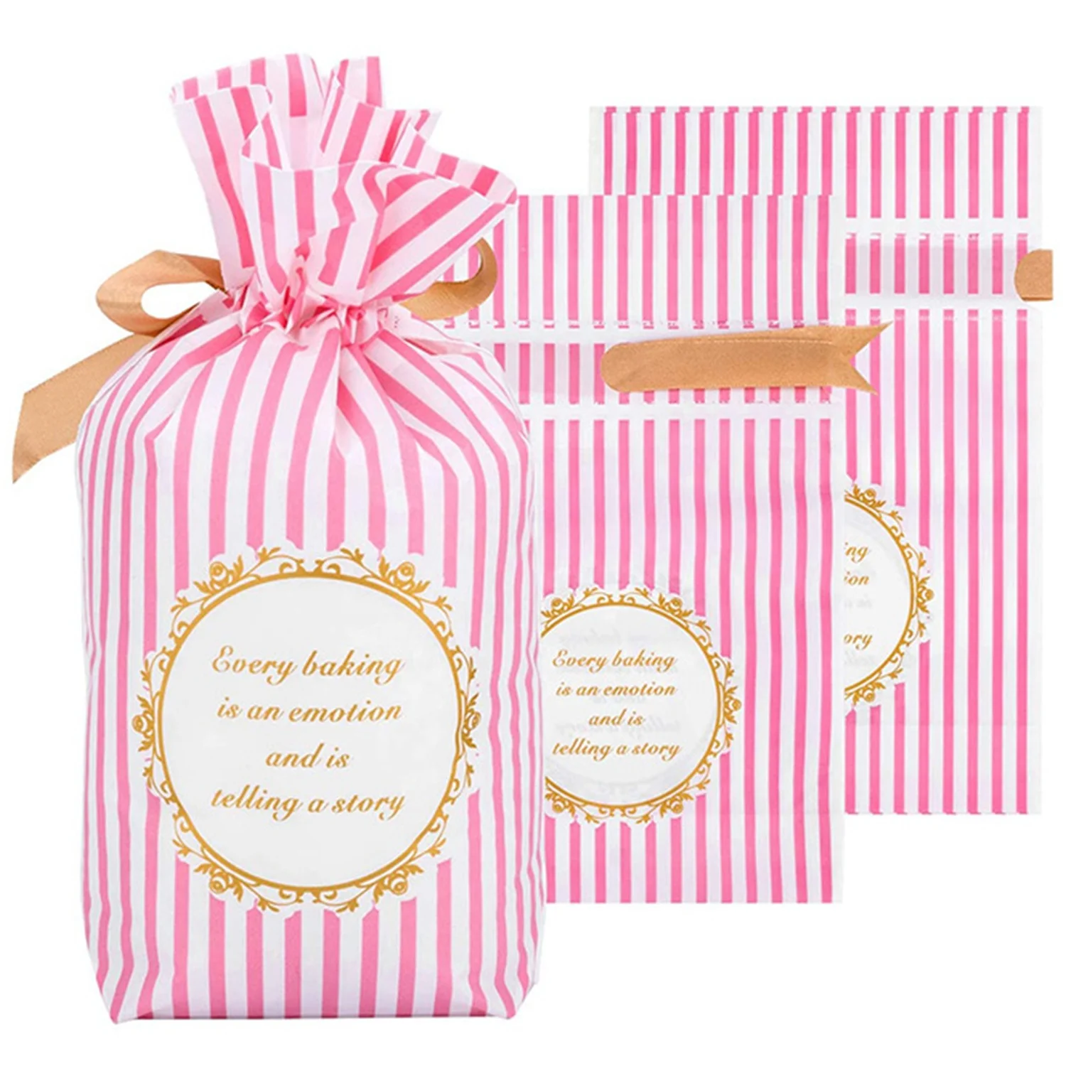 New European pink yellow striped snow doll candy package Drawstring Bag / biscuit