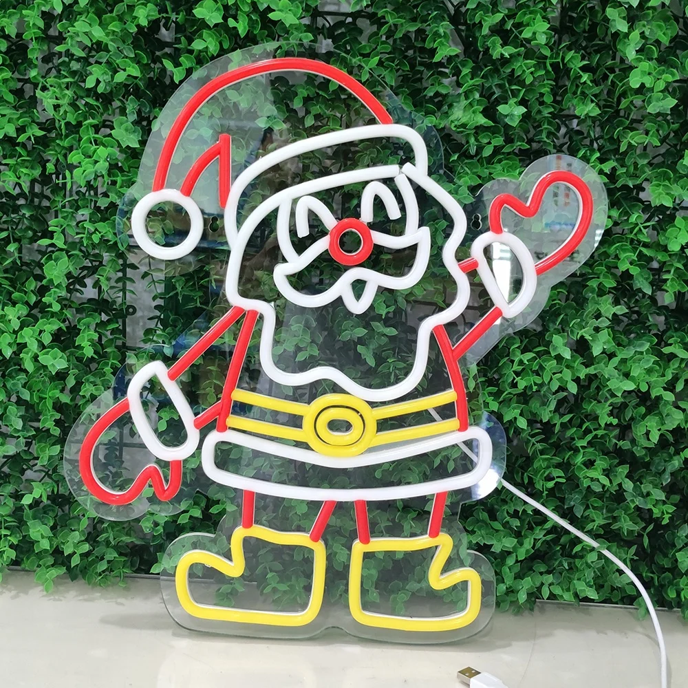 Drop Shipping Glow Neo Neon Lights Merry Christmas Neon Character Christmas Time Neon Sign for Festive Event Wall Decoration