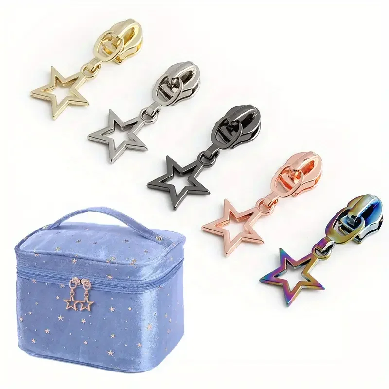 2023 Nolvo World Gold 5# Nylon Slider Customized Star Zipper Puller Nylon Zipper Pulls For Handbag