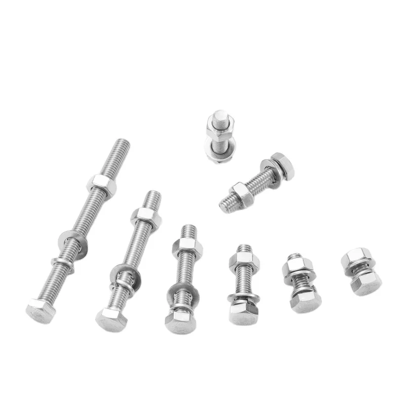 fasteners screw DIN933 HEX  bolt &flat washer & spring lock washer &nut in 304/316 stainless steel ,connecting bolt