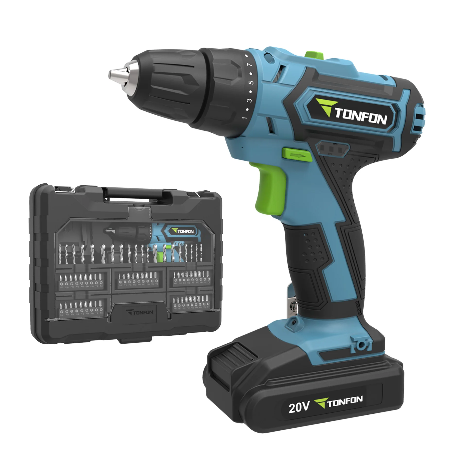 Tonfon Good Price and High Quality Cordless Drill Electrical Power DC Brushed 550 CE GS EMC Bmc+colorbox 2 Years 2020002 20V,18V