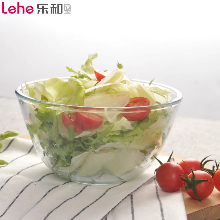 Hot selling Large Glass Salad Bowl glass mixing bowl set for wholesales