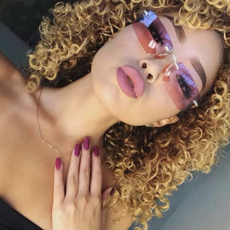 2021 Hot Selling Vintage Small Fashion Rectangle Metal Retro Trendy Women Men Rimless Transparent Shades Sun Glasses Sunglasses