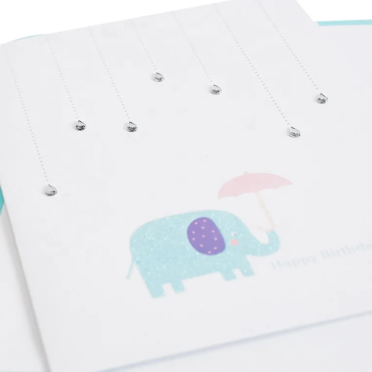 Free Samples Birthday Cards, Handmade Cute Elephant Greeting Cards With Gems