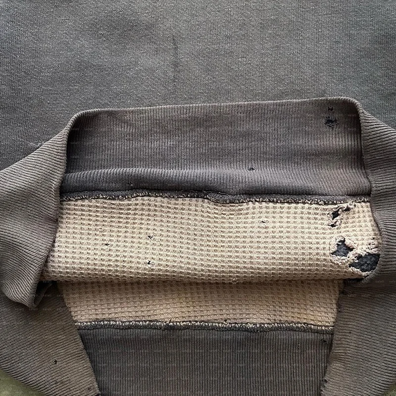 Manufacturers Cotton Patchwork  Acid Wash Pullover Cropped Sun Faded Two Tone Mineral Blank Distressed Vintage  Hoddies Men