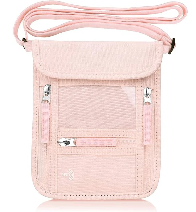 RFID Blocking Security Slim Traveling Wallet Family Passport Holder Neck Pouch