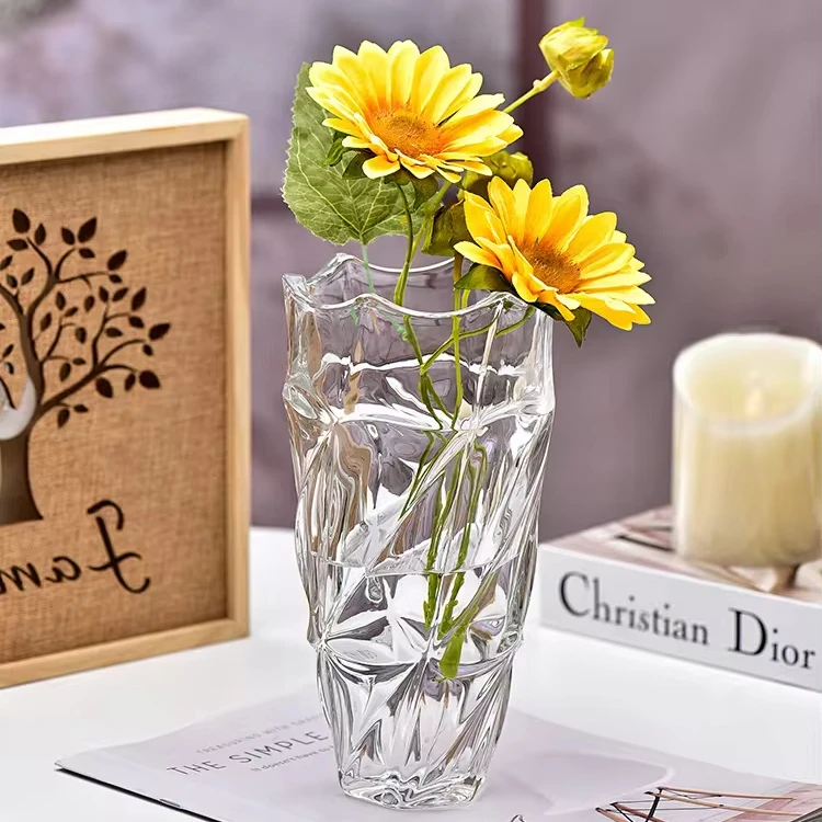 Wholesale Houseware Cheap Clear Elegant Cylinder Customized Glass Vase for Decoration High Quality Creative Decorative