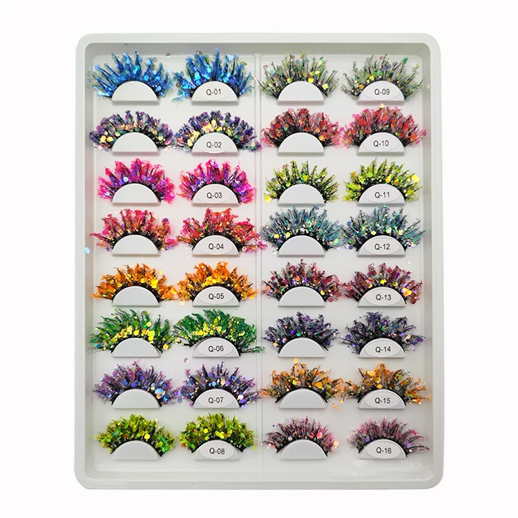 Wholesale dressing dramatic Glitter in bulk faux full long mink strips lashes 20 pairs 3d false eyelashes