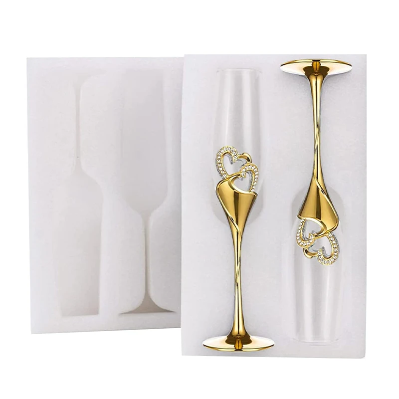 Gold Crystal Glass Diamond Encrusted Goblet Stylish Creative Bling Cup Couple Set Metal Champagne Glasses Wedding Zinc Alloy