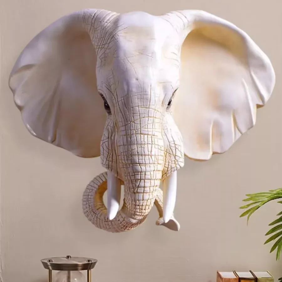 Unique Design Elephant Head Detailed Home Wall Decor Environment Friendly Resin Wall Decor Resin Art Personalized studio decor