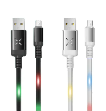 
Car use voice control charger sound led flowing usb data cable power supply data transfer usb cable type-c micro light ning 
