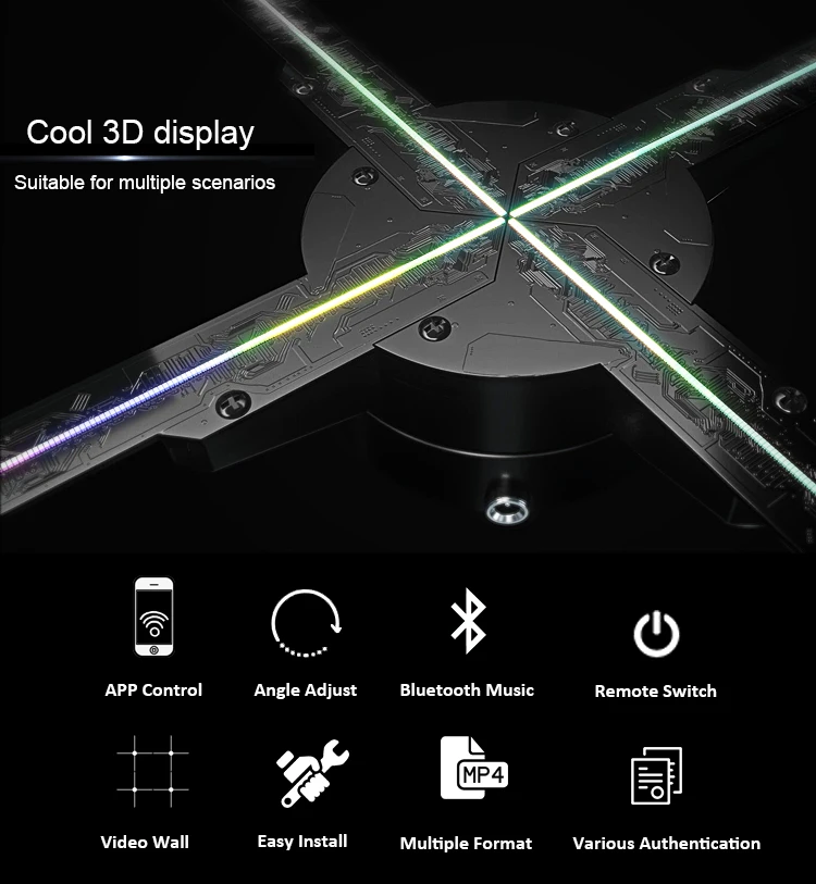 High Resolution 65cm Indoor Advertising Holographic Display Projector 3D Hologram Fan Digital Equipment