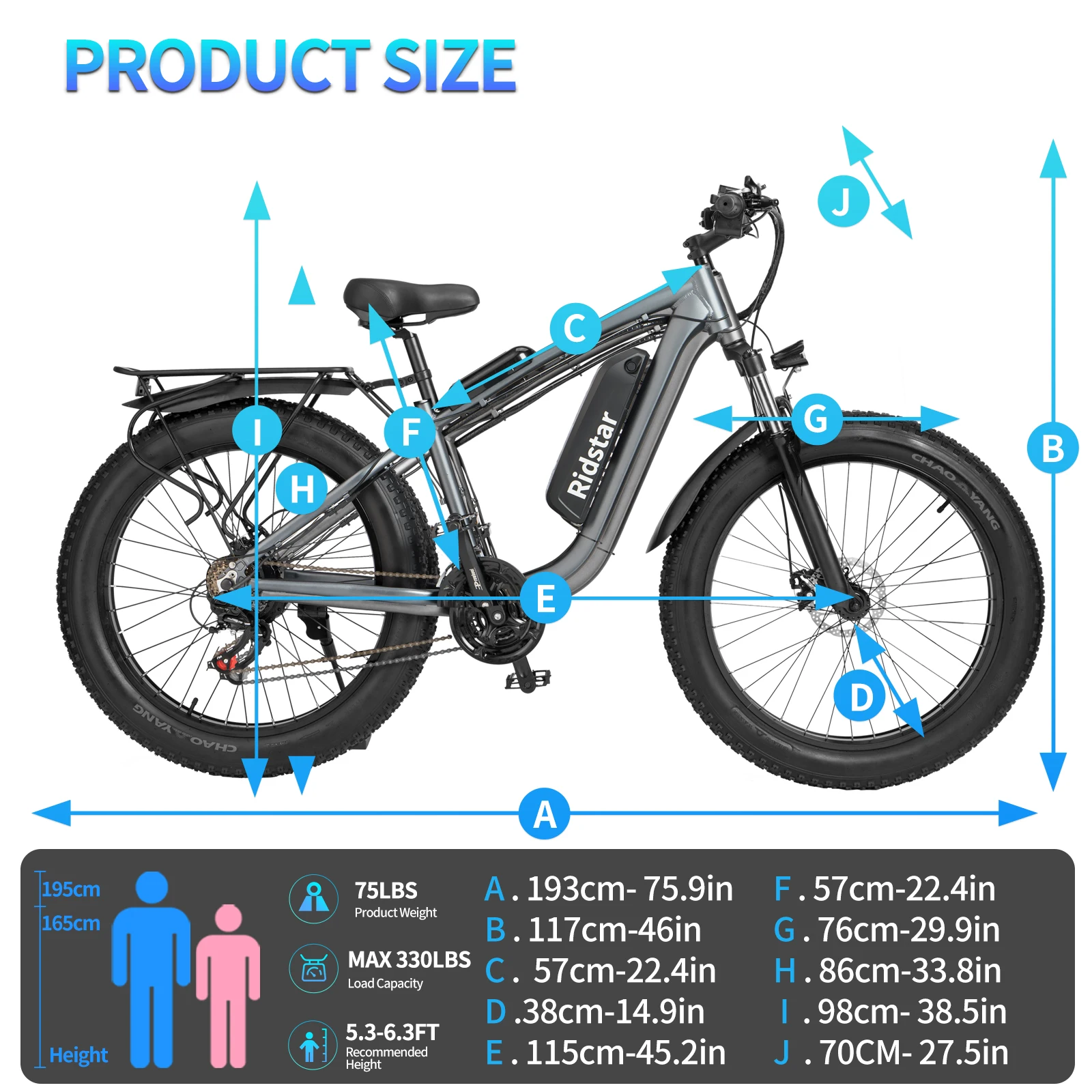 Ridstar E26 26 Inch 15Ah 1000Watt 21 Speed Bicycle Free Shipping Rechargeable Lithium Battery Electric Bike For Old Man