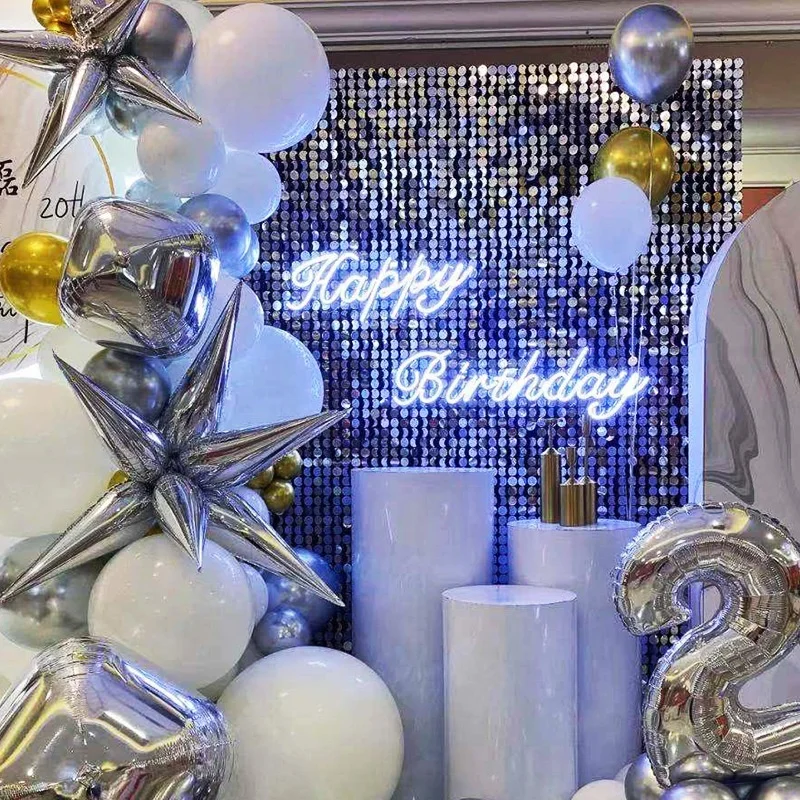 EG-TG003 Stunning Sparking Iridescent Gold Pink Red Mirror Sequin Shimmer Wall Panels Backdrop For Wedding Decoration