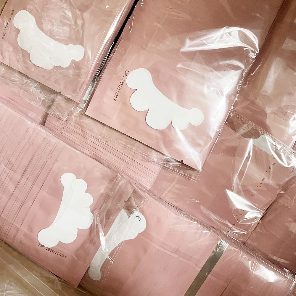 Private Label Pink Black Under Eye Gel Patch Collagen Lash Eyepatch Cotton Eyelash Extension Hydrogel Eyelash Pad Eye Pads