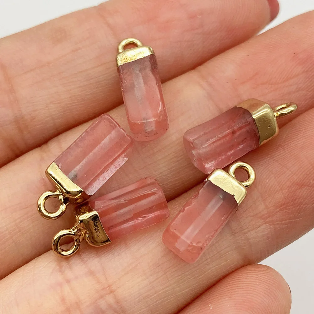 Natural Stone Square Rectangle Pendant Charms for Necklace Earring Jewelry Making Turquoise Rosequartz gemstone Accessories