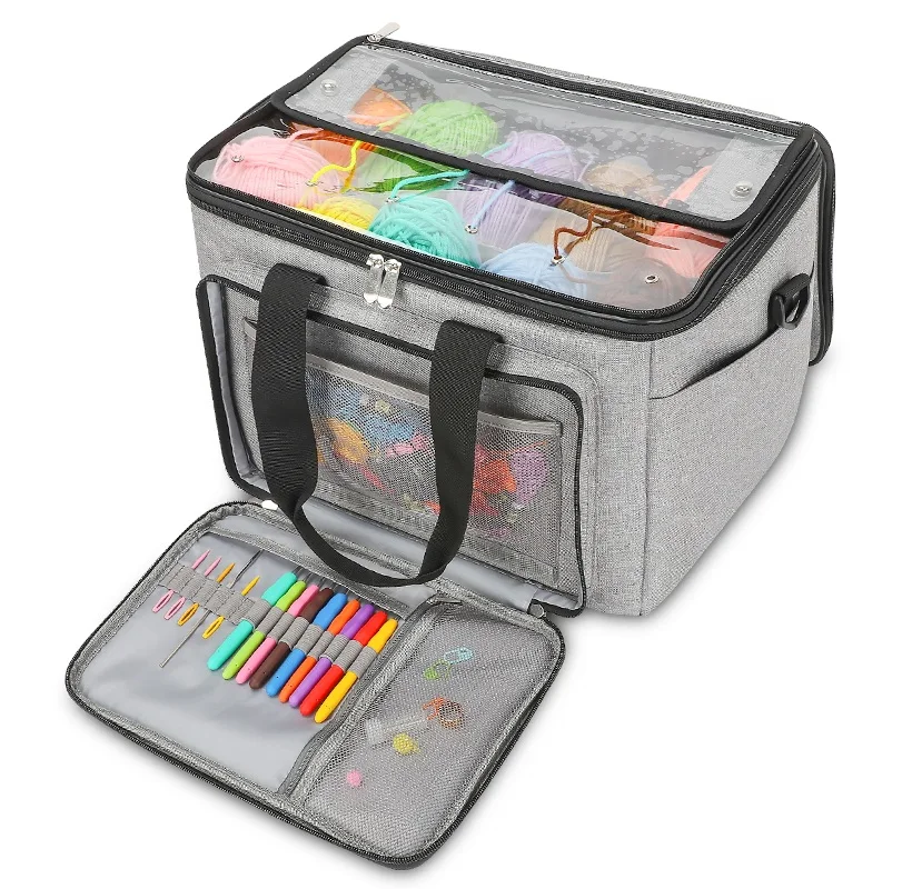 Large Capacity Knitting Storage Bag Yarn Crochet Bag Portable Yarn Storage Bag