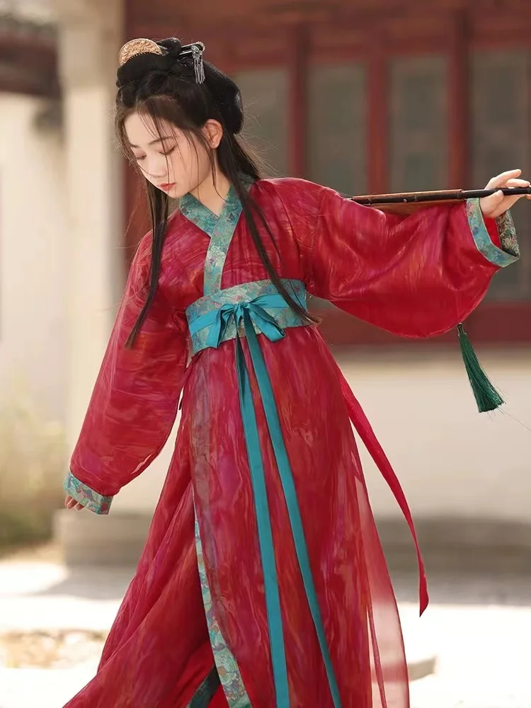 Traditional Chinese Hanfu  Warring States period clothing red dress