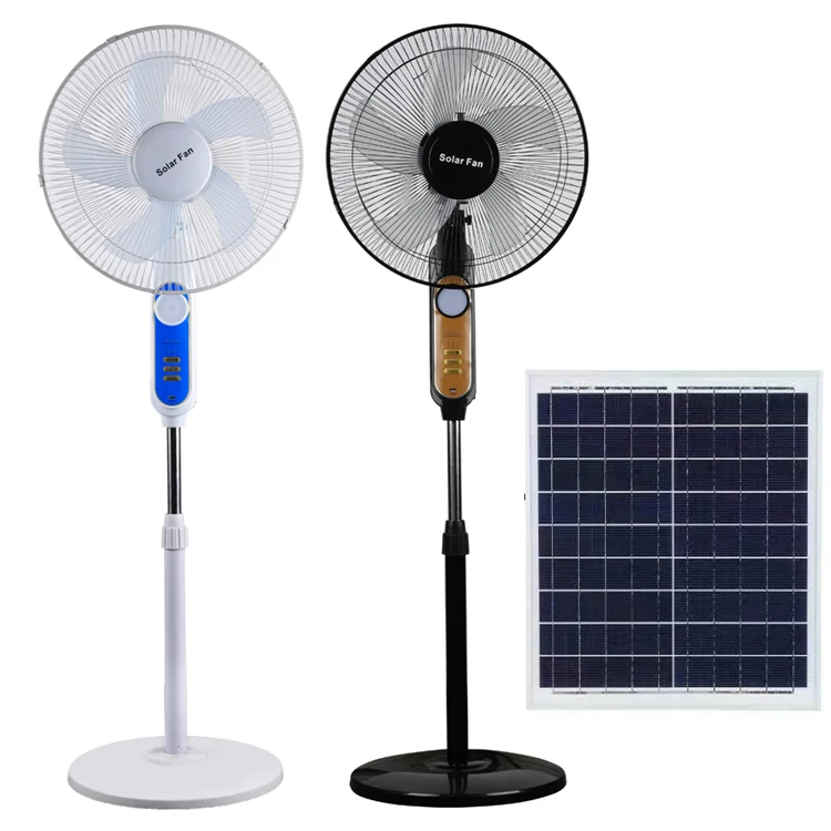 16 Inch Solar Power Stand Fan with Remote Control AC/DC Solar Charging Pedestal Solar Fan