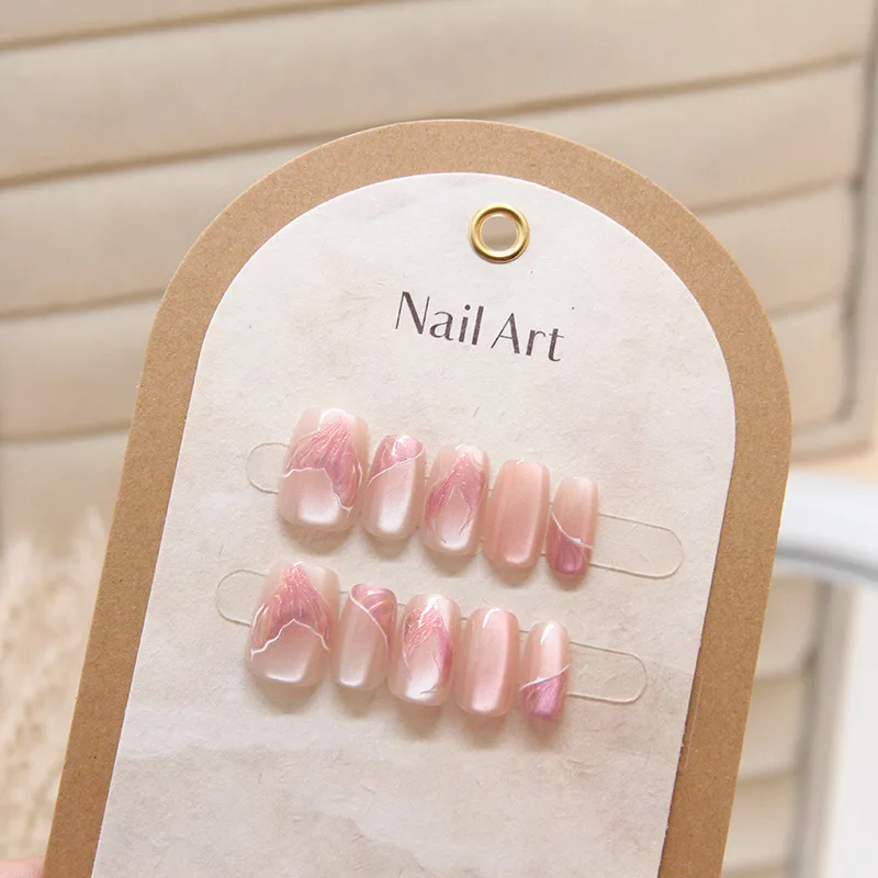 Manufacturer Lowest Price10pcs 3D handmade French Tip Nails wholesale elegant Coffin Artificial Fingernails Press on nails