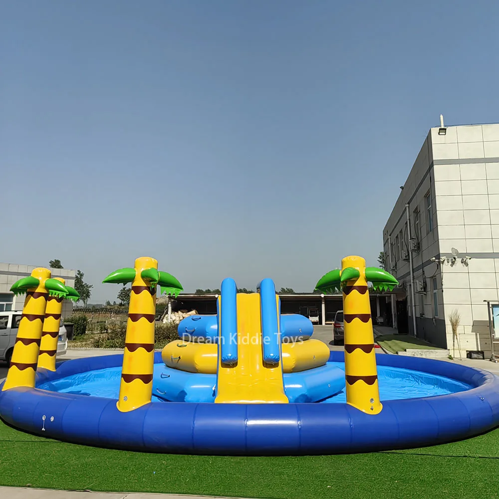 Custom Big Inflatable Water Park Equipment Playground Slide With Swimming Pool Outdoor For Kids And Adults