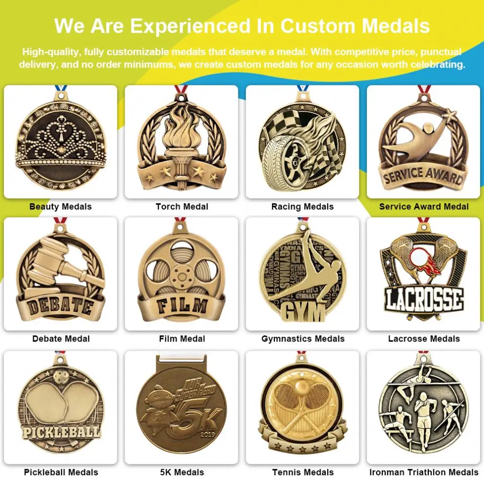 wholesale Custom Made Chains Metal Medal Uv Print Dragon Boat Race Triatolon School Stainless Metal Medals With Logo
