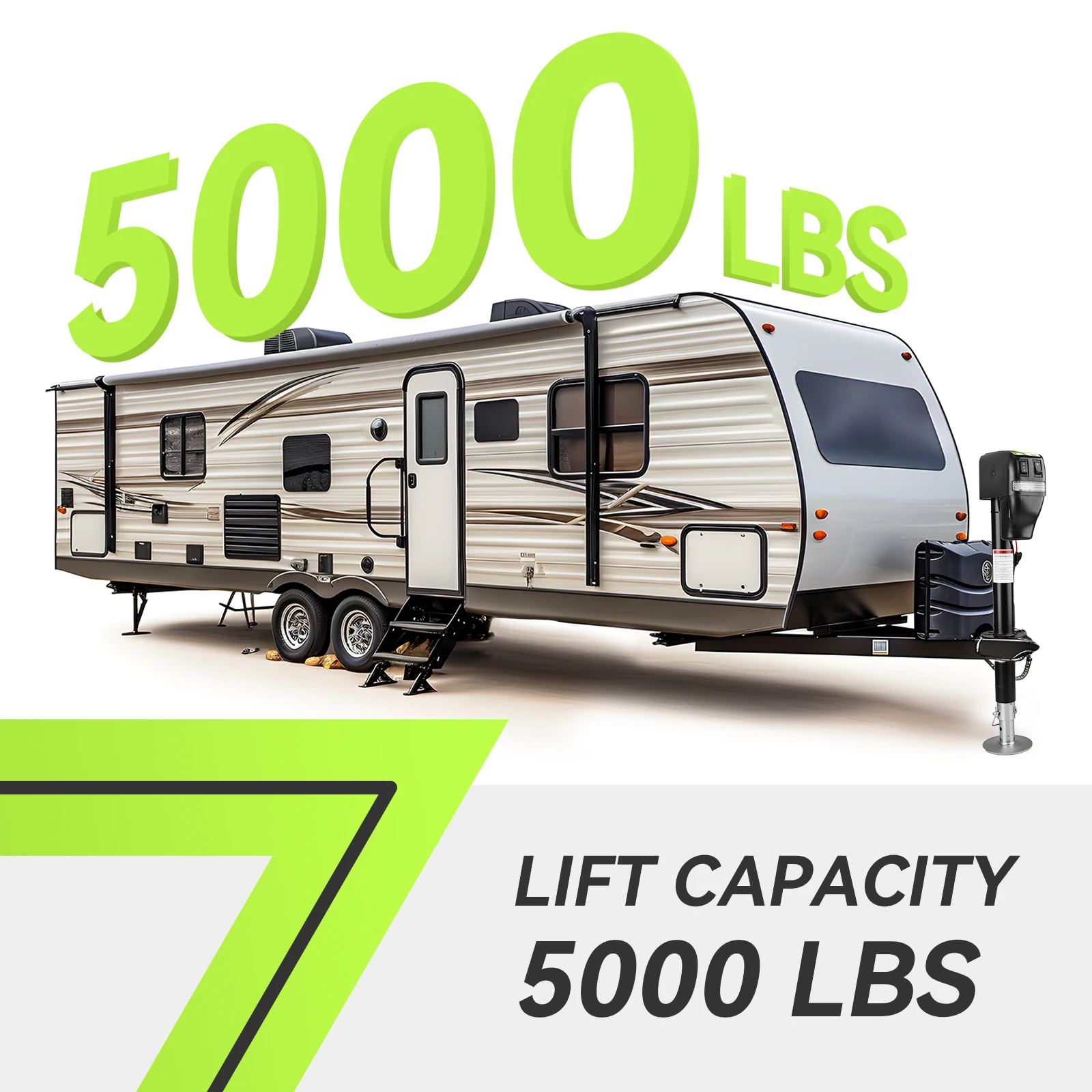 5000 LB Electric Power A- Frame Tongue Jack for Trailer Camper, RV, 12V DC with Hard Wiring