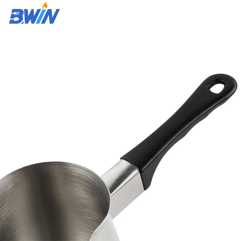 Stainless Steel Black Handle Western Style Coffee Pot Milk Boiling Pot Warmer